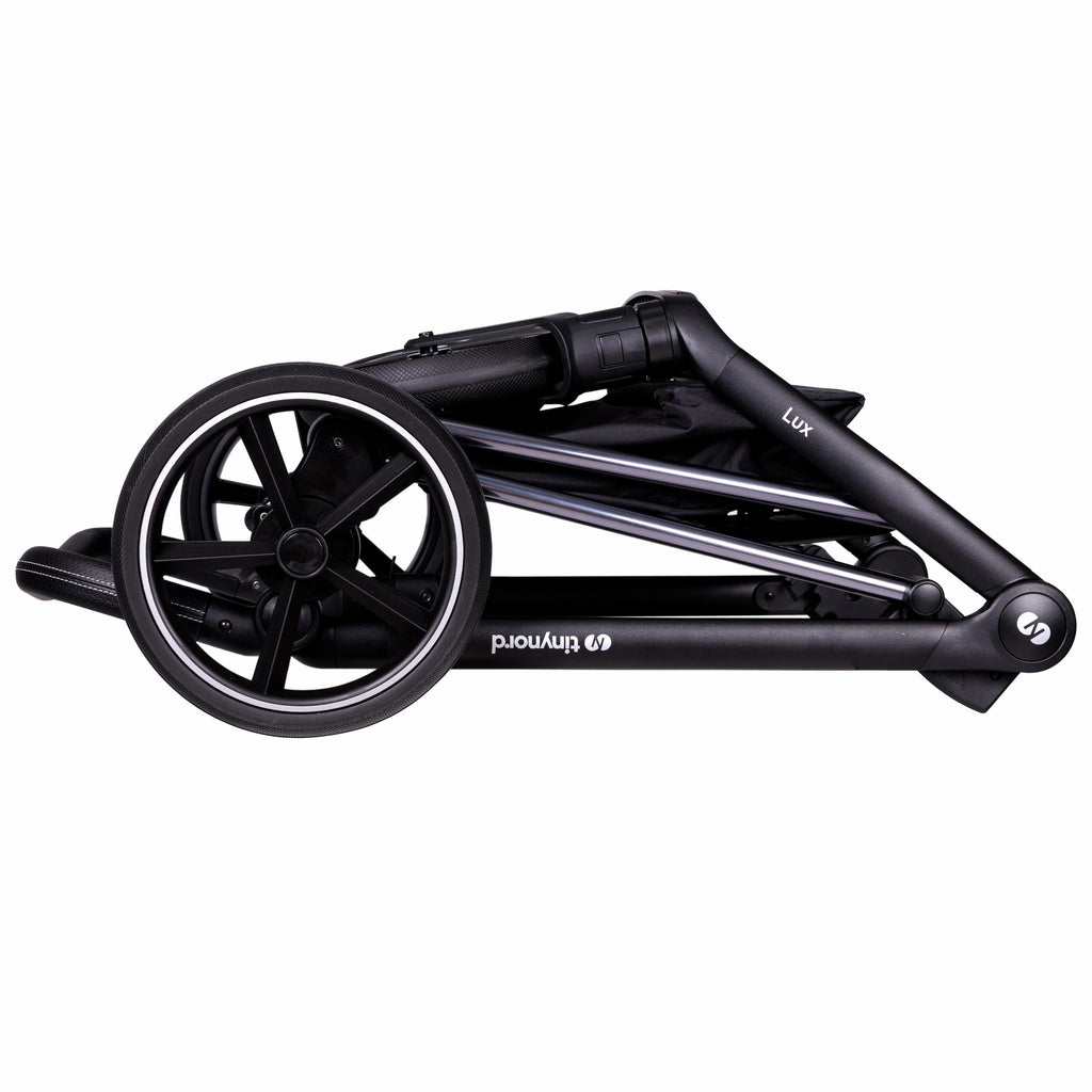 LUX Stroller Chassis – Chrome with Black Perforated Grip